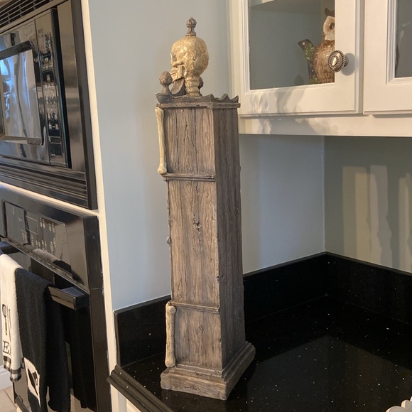 26” Grandin Road Skeleton Skulls Tabletop Grandfather Lit Clock Spooky Halloween - Picture 15 of 17